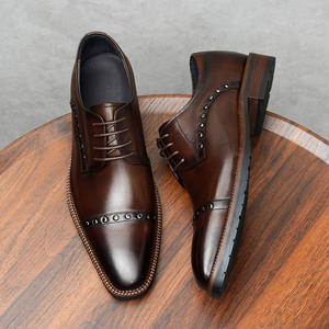 Nouveauté, best-seller : chaussures basses pour homme, style anglais, entièrement en cuir de vache, à trois clips, style à bride avant, respirantes, pour le travail - Product Image 2