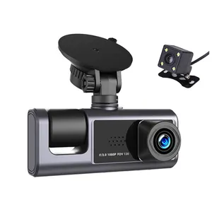 Hot 2 Inci 3 Lensa Dash Cam 1080P Papan Layar Depan dan Belakang dengan Penglihatan Malam 3 Saluran Kamera Mobil Dash Cam Kotak Hitam Mobil