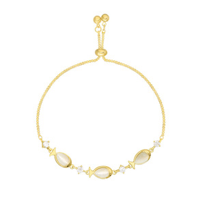 Pulsera De <span class=keywords><strong>Opalo</strong></span> De 14K, cadena De oro De ópalo en forma De pez, Circonia cúbica, diamantes, brazaletes De tenis ajustables - Product Image 5