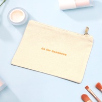 Organisateur de toilette en coton imprimé avec logo personnalisé pochette de maquillage à fermeture éclair sac cosmétique de voyage en toile recyclable biologique
