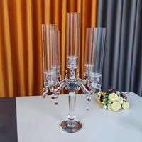 Chandelier en cristal de pièce maîtresse de mariage d'usine directement bougeoir en cristal romantique européen décoration de table bougeoir