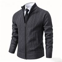 Cardigan pour homme à col montant, doublé polaire, épais, chaud pour l'hiver, en tricot, style décontracté, nouveau modèle, logo personnalisé, vente en gros OEM