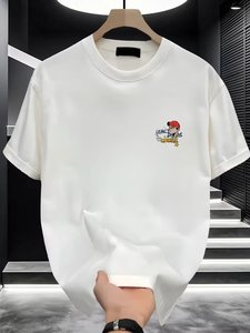 Wholesale Custom-made <strong>Men's</strong> Summer Short-sleeved <strong>T</strong>-<strong>shirts</strong>, 100% Cotton 260G Hip-hop Printed Round-neck Loose-fitting <strong>Men's</strong> <strong>Shirt</strong> - Product Image 4