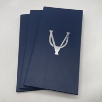 Couverture de menu LED rechargeable M5511 doubles pages vues LED couverture personnalisée en cuir PU motif litchi marine