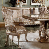 Table et chaises de salle à manger en bois massif de style européen, meubles de luxe inspirés des villas françaises pour hôtels et maisons