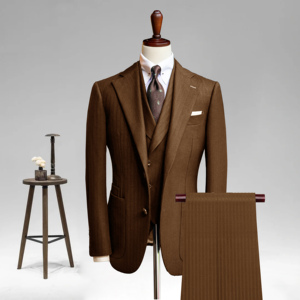 장인의 품질, 명품 남성 정장, 완벽한 프레젠테이션, 70% 울 혼방, 짙은 회색 비즈니스 3피스 수트 - Product Image 3