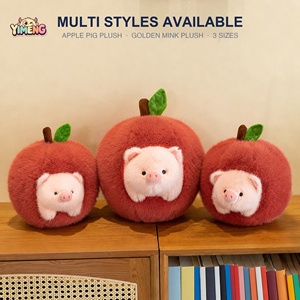 <span class=keywords><strong>Peluche</strong></span> cochon pomme détachable, douce et réversible, en forme de fruit, cadeau câlin, 100% polyester, couette - Product Image 2