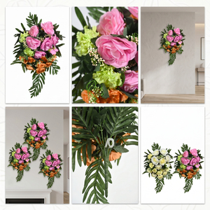 <b>Artificial</b> Autumn Pumpkin Wreath Decorative Door Hanging Floral Swag with Eucalyptus Leaves for Home Fall Harvest Decor - Product Image 3