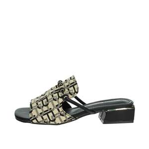 Mules à talons Laura Biagiotti pour femme en cuir beige imprimé animal - Product Image 1