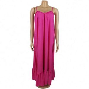 2024 nuovi abiti Slip larghi da donna S-5XL tinta unita senza maniche taglie forti stile Africa Europa abito lungo Casual - Product Image 6