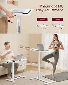 Wolk Wit Mobiel Staand Computerbureau Verstelbare Tafelhoogte 2 Bekerhouders Telefoon Tablet Slot Tafelwielen - Product Image 1