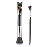 Pinceau de maquillage multifonctionnel 2-en-1 à double tête en poils synthétiques et manche en bois pour le contour et le modelage du nez – Vente en gros de haute qualité