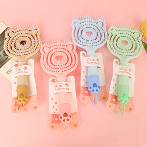 Cepillo de masaje para el cabello con diseño de oso de dibujos animados, hueco, de plástico, portátil, para niñas mayores de 20 cm - Product Image 1