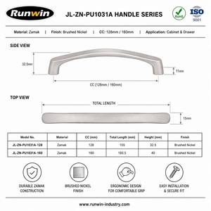 OEM Wavy Design Brushed Nickel Zinc Alloy 128/160mm Modern Furniture Handle for Kitchen <strong>Bedroom</strong> Bathroom Hotel Dresser &amp; Drawer - Product Image 4