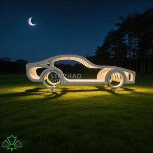 Senzhao - Escultura de Coche Abstracta Impermeable para Exteriores, con Luces LED, de Acero Inoxidable, para Instalaciones Artísticas en Paisajes - Product Image 5