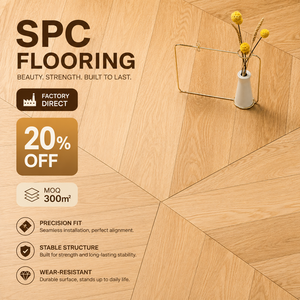 Revêtement de sol en vinyle <span class=keywords><strong>PVC</strong></span> SPC à clipser, motif <span class=keywords><strong>chevron</strong></span>, grain de pierre, <span class=keywords><strong>parquet</strong></span> en chevrons, Shandong - Product Image 1