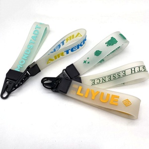 YYX Off Logo Design Wrist Keyring Pvc Clear Wristlet Fashion Design Transparent Jelly Keychains Lanyards