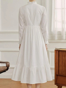 OEM Fabrication Vente en gros Personnalisé Haut de gamme Mode Broderie Dentelle Manches Longues Maxi <span class=keywords><strong>Robe</strong></span> pour les femmes - Product Image 3