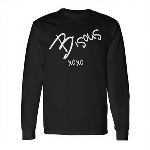 T-shirt à manches longues Bisous, design French Kiss, imprimé Xoxo, col rond noir - Product Image 2