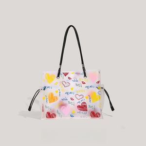 Bolso de hombro esmerilado de PVC de 15 pulgadas para mujer, bolso de gelatina de viaje por sublimación de gran capacidad, bolso de mano personalizado con hilo verde - Product Image 3