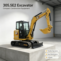 Mini-excavatrice d'occasion Cat 305.5E2, 5,5 tonnes, moteur diesel CAT, force de creusement de 35 KN, machine de construction utilitaire