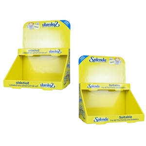 Custom Color Printed Foldable Eco-Friendly 2 Tier Counter Top Corrugated Cardboard Snack Display <b>Stand</b> for Coffee <b>Drinks</b> - Product Image 6