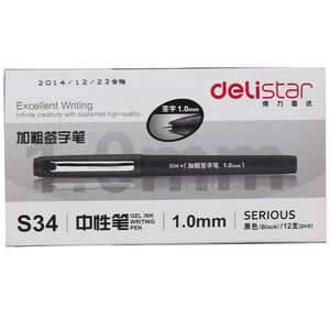 Deli S34 Gel Pen 1.0mm Black Office School Writing Pen Plastic Body Uv Printing - Product Image 2