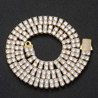 2025 Hiphop 5MM deux rangées CZ Tennis chaînes collier glacé Zircon cubique plaqué or Hip Hop bijoux pour hommes