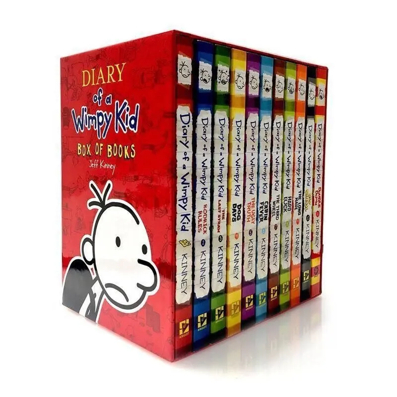 16PCS/Set English Picture Book Diary of a Wimpy kid Comic Bridge Novel Children Daily Reading Book Box Packing Children Age 6-12