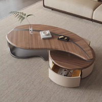Meubles en bois d'intérieur de haute qualité, magnifique ensemble de tables basses, table basse en bois en forme de feuille colorée