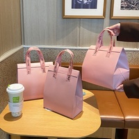 Sac Isotherme Réutilisable pour Livraison Alimentaire, Personnalisable avec Logo, en Non-Tissé Rose, Doublure en Feuille d'Aluminium