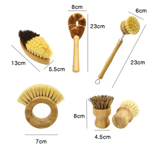 High Quality 100% Degradable Natural Bristles Bamboo <strong>Wood</strong> Kitchen <strong>Cleaning</strong> Brush <strong>Set</strong> - Product Image 2