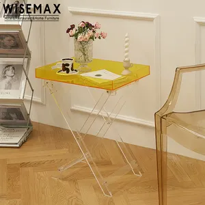 WISEMAX ריהוט Creative מעצב סלון ריהוט צבע אקריליק פלסטיק מתקפל קפה שולחן עם מגש צד תה שולחן