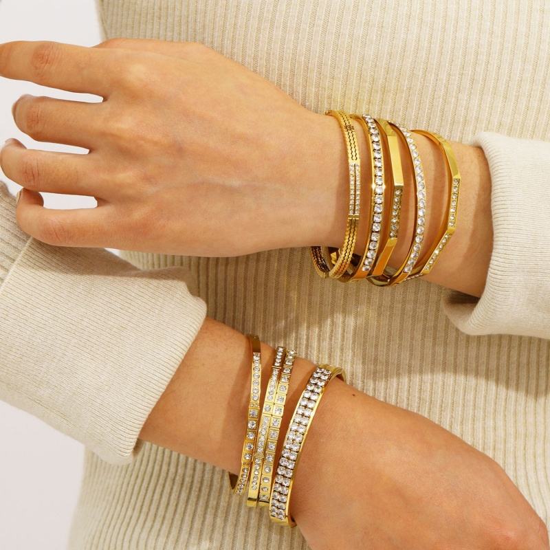European and American Women's Luxurious Geometric Versatile Stainless ...