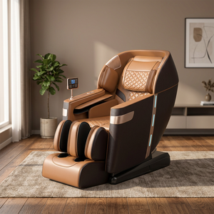 Luxury Brown-PU Leather Full Body 3D Massage <b>Chair</b> <b>Zero</b> <b>Gravity</b> Recliner with Smart Features - Product Image 3