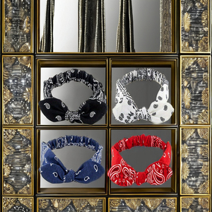 Bandes de cheveux élastiques à imprimé croisé noué pour femmes et filles Style chic Bandanas Accessoires - Product Image 3