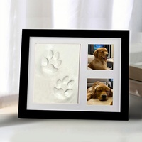 Kit de cadre photo de souvenir d'impression de patte de chat de chien, ensemble d'impression de cadre photo d'empreintes de pattes d'animal familier facile à utiliser à la maison