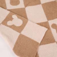 Plaid en tricot écologique en fil de plumes multicolore, doux et confortable, jacquard à carreaux, 50x60 pouces, certifié OEKO-TEX