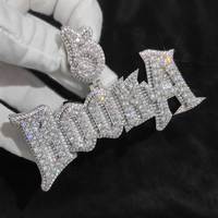 NUOYA Bijoux Hip Hop personnalisés Pendentif nom en diamant glacé Pendentif lettre personnalisé en diamant brillant