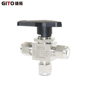 วาล์วบอลสามทางแบบอินทิเกรตแรงดันสูง 3000PSI ทำจากสแตนเลส 316L พร้อมข้อต่อแบบอัด - Product Image 3