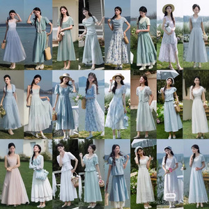 Gonna Lunga Floreale Estiva Elegante da Donna, Vestibilità Aderente, <span class=keywords><strong>Abbigliamento</strong></span> Casual Stampato in Tessuto Non Tessuto, Qualità Commercio Estero, Vendita all'Ingrosso - Product Image 1