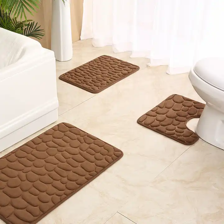 Bath Mat Set Anti-slip Bathroom Mat Toilet Floor Carpet Bathroom Rug Floor  Mats