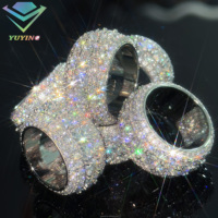 Bague étoile de luxe pour homme, style hip-hop, en argent sterling 925 plaqué or 18 carats, sertie de moissanite VVS, passe le test du diamant