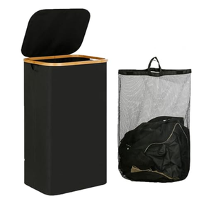 Cesto para Ropa Sucia al por Mayor con Tapa y Asas de Bambú - Product Image 1