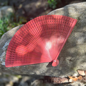 พัดไม้ไผ่พับได้แบบดั้งเดิม งานฝีมือทำมือ สีพื้น สำหรับชุดฮั่นฝู สไตล์โบราณ - Product Image 4