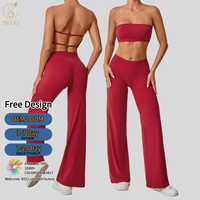 Ensemble de yoga pour femmes avec soutien-gorge de sport en tube doux comme du beurre personnalisé, pantalon à jambe droite, pantalon qui remonte les fesses, vêtements de sport respirants, leggings