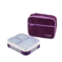 Boîte à lunch bento à 3 compartiments avec couvercle en plastique, isolée et étanche pour enfants et adultes