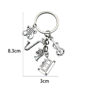 Llavero de Metal Creativo con Diseño de Instrumentos Musicales: Mini Saxofón, Casete, Violín. Colgante para Bolso, Joyería DIY, Regalos para Hombre, Llavero para Coche. - Product Image 3