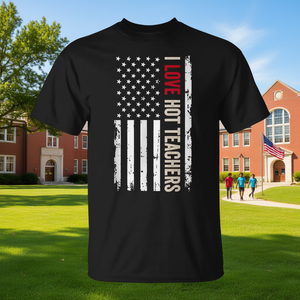 Camiseta con bandera estadounidense I Love Hot Teachers, ropa informal para hombre - Product Image 3