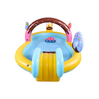 Piscine gonflable en PVC de style nouveau, respectueuse de l'environnement, avec toboggan sur le thème des bonbons et arroseurs, 320x105x192cm, aire de jeux pour enfants